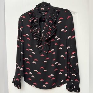 Ann Taylor Black Floral Blouse